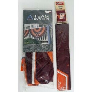 Virginia Tech Hokies Flag (28x40 in) and Bunting (51x27 in) Set, New